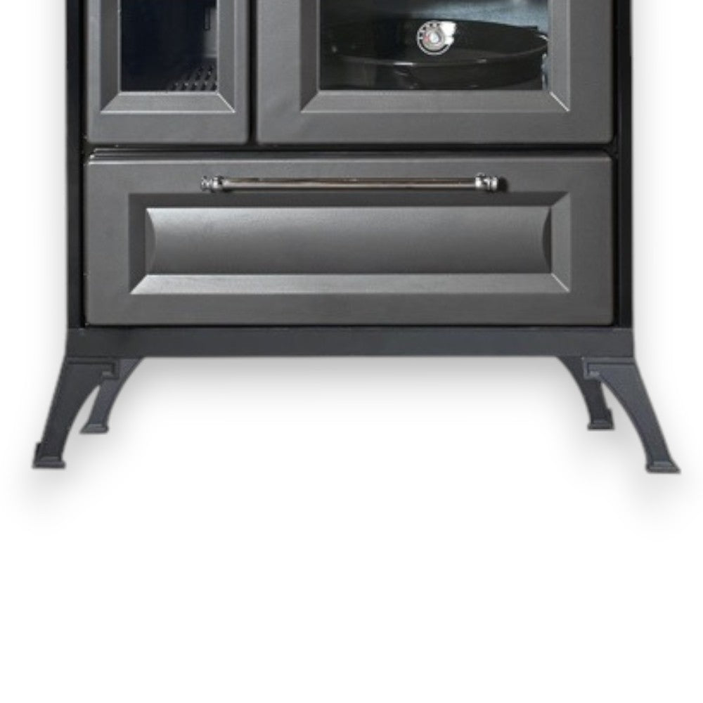 Cucina e stufa a legna 7.7 Kw in ghisa 87.5x55.2xH81,2 cm antracite