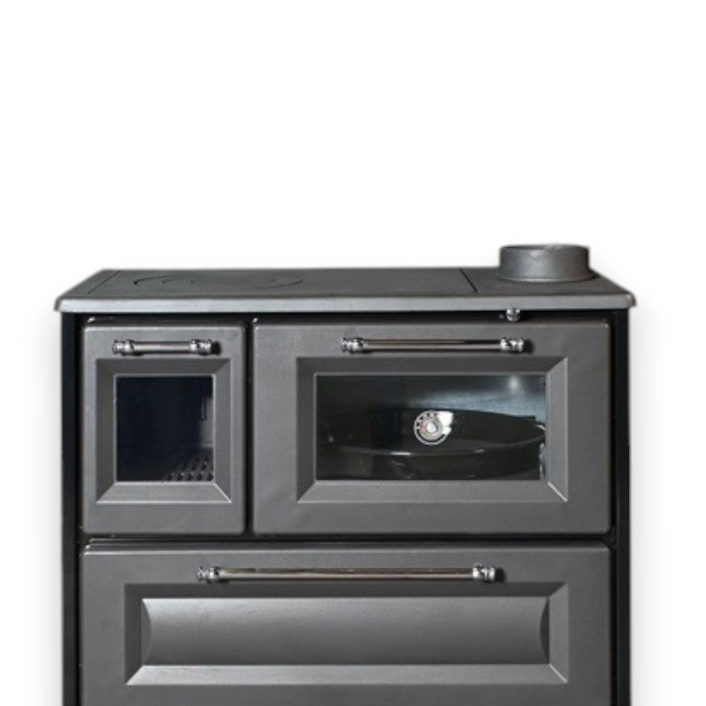 Cucina e stufa a legna 7.7 Kw in ghisa 87.5x55.2xH81,2 cm antracite