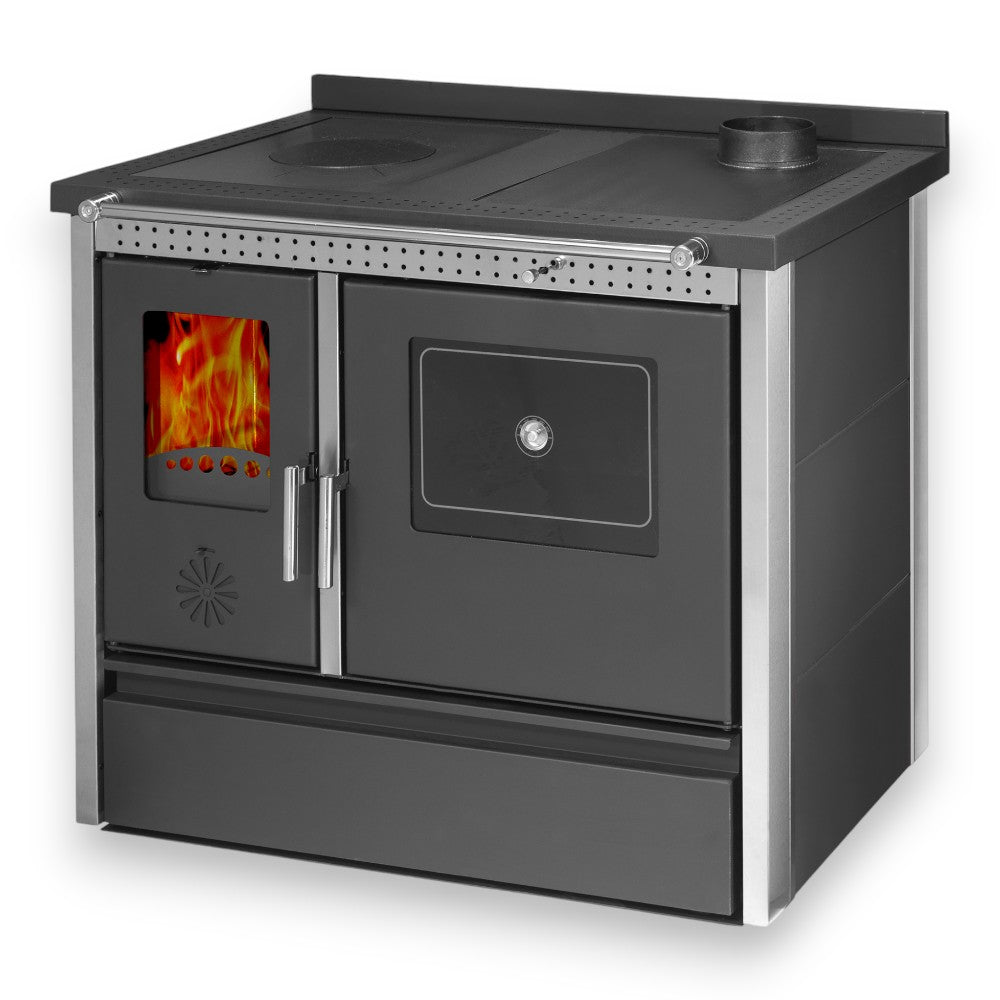 Cucina e stufa a legna 11.91 Kw in acciaio 98,5x65xH85 cm antracite