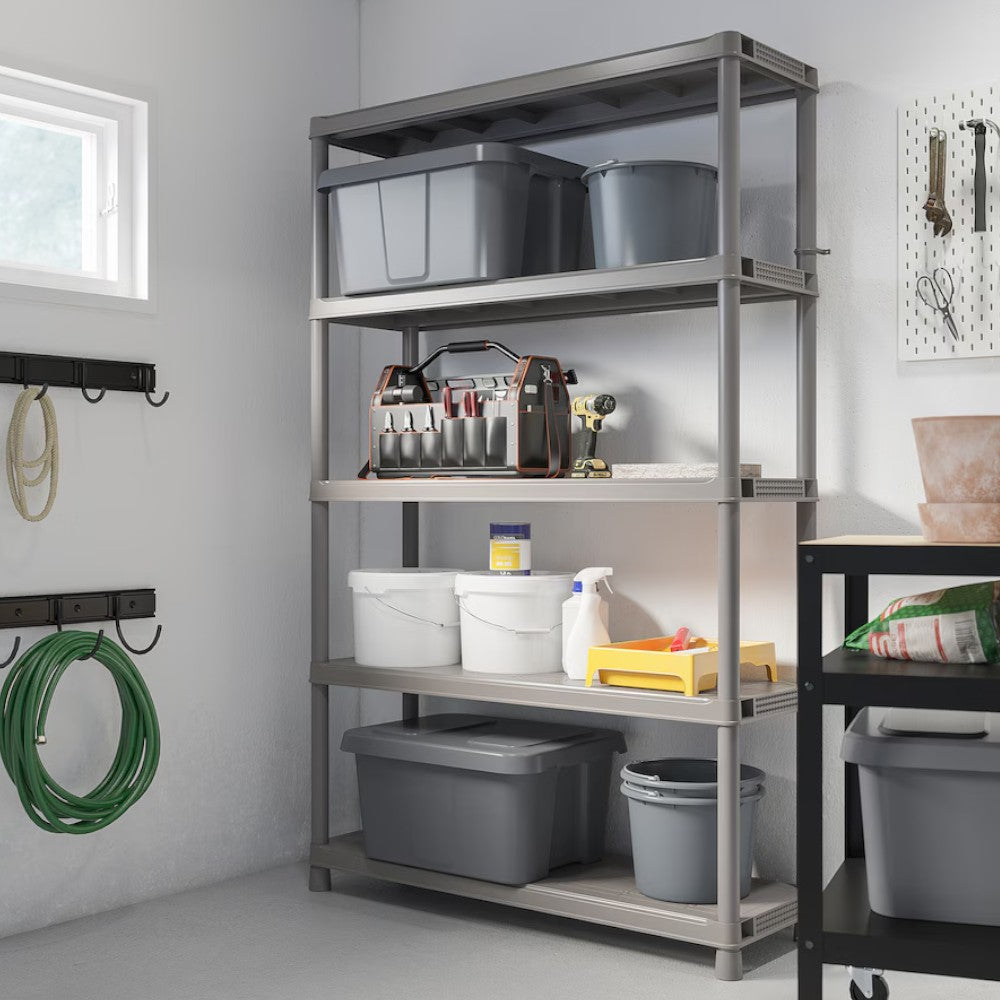 Etagère fixe en résine antichoc avec 4 étagères en kit pour usage intérieur et extérieur