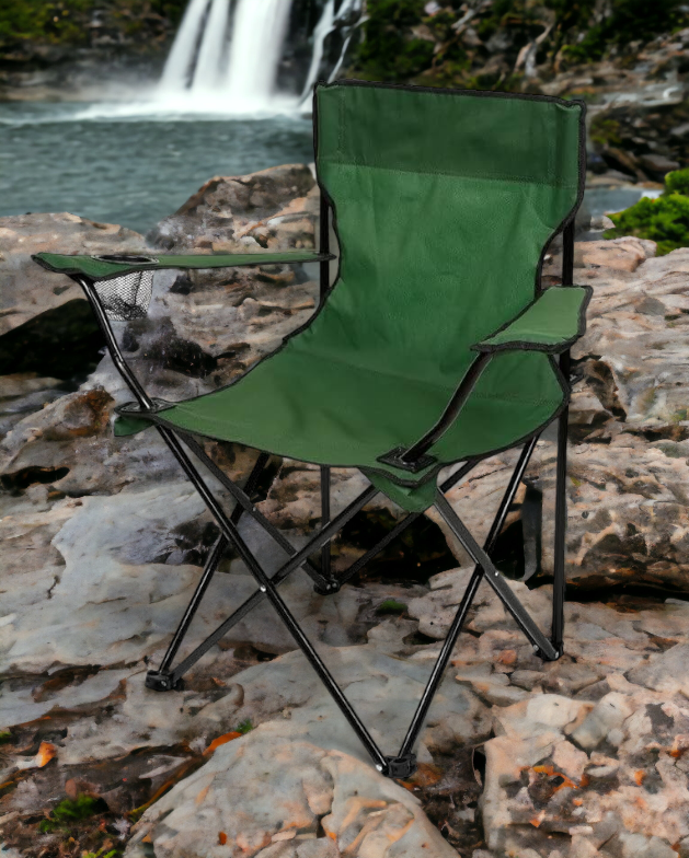 Sedia mare camping viaggio pieghevole in sacca acciaio e poliestere con porta bicchiere