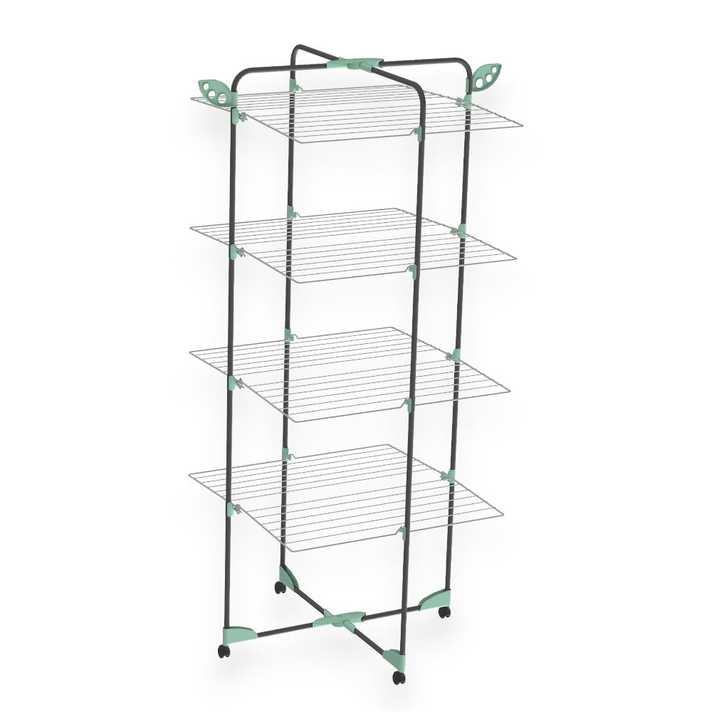 Étendoir à roulettes pour salle de bain 68x68xH112 cm