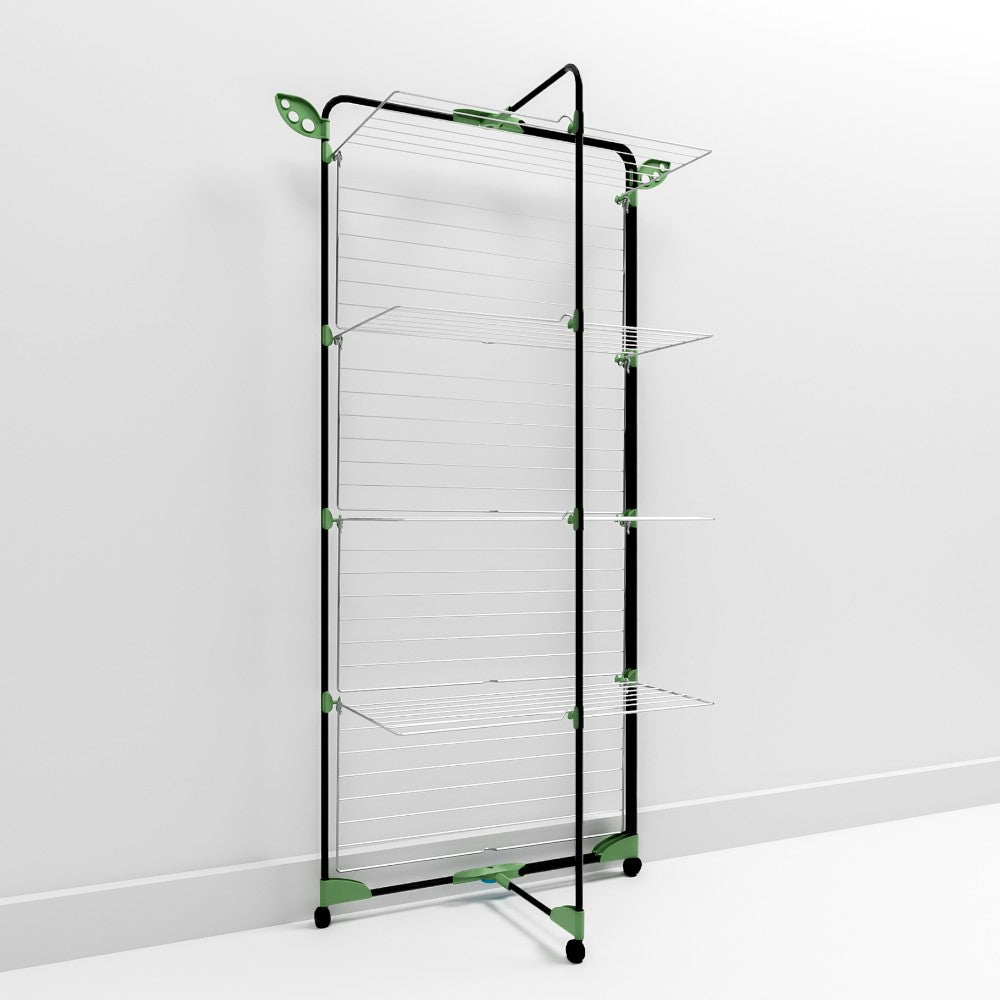 Étendoir à roulettes pour salle de bain 68x68xH112 cm