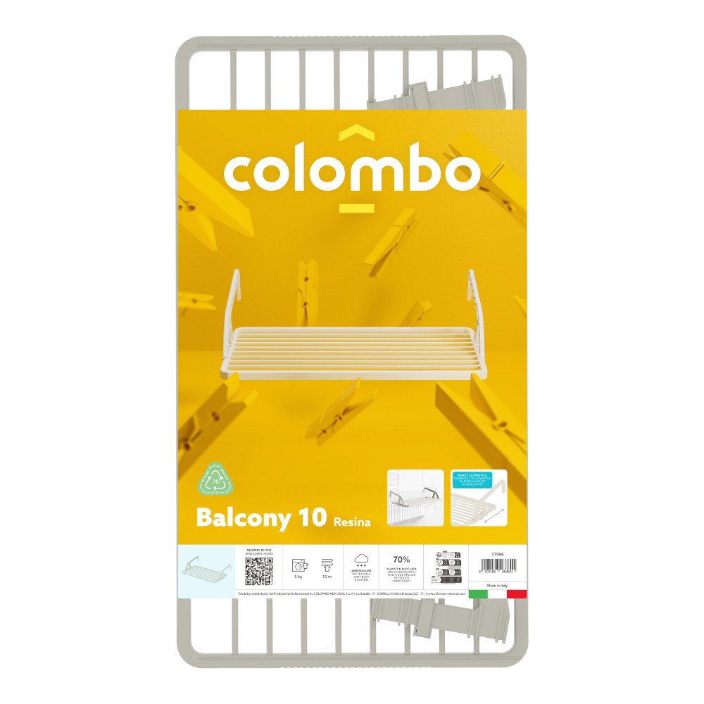 Corde à linge salle de bain 10 m en résine 101x26x69 cm 