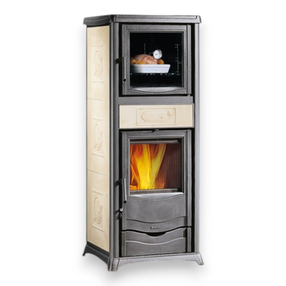 Poêle à bois Termorossella Plus avec four Dsa 4.0 11,1Kw Lib.Panna - dimensions mm.55,9x53,3x135,9h. - poids Kg.218