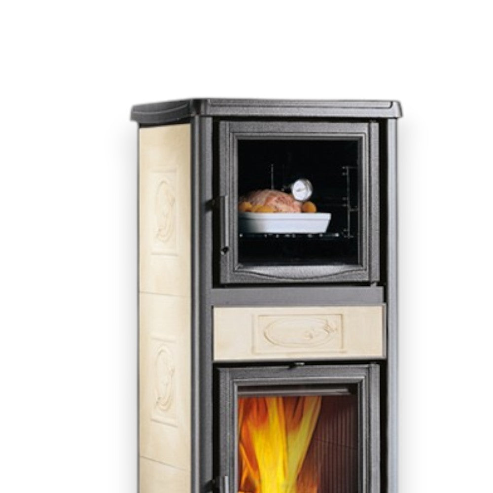 Poêle à bois Termorossella Plus avec four Dsa 4.0 11,1Kw Lib.Panna - dimensions mm.55,9x53,3x135,9h. - poids Kg.218