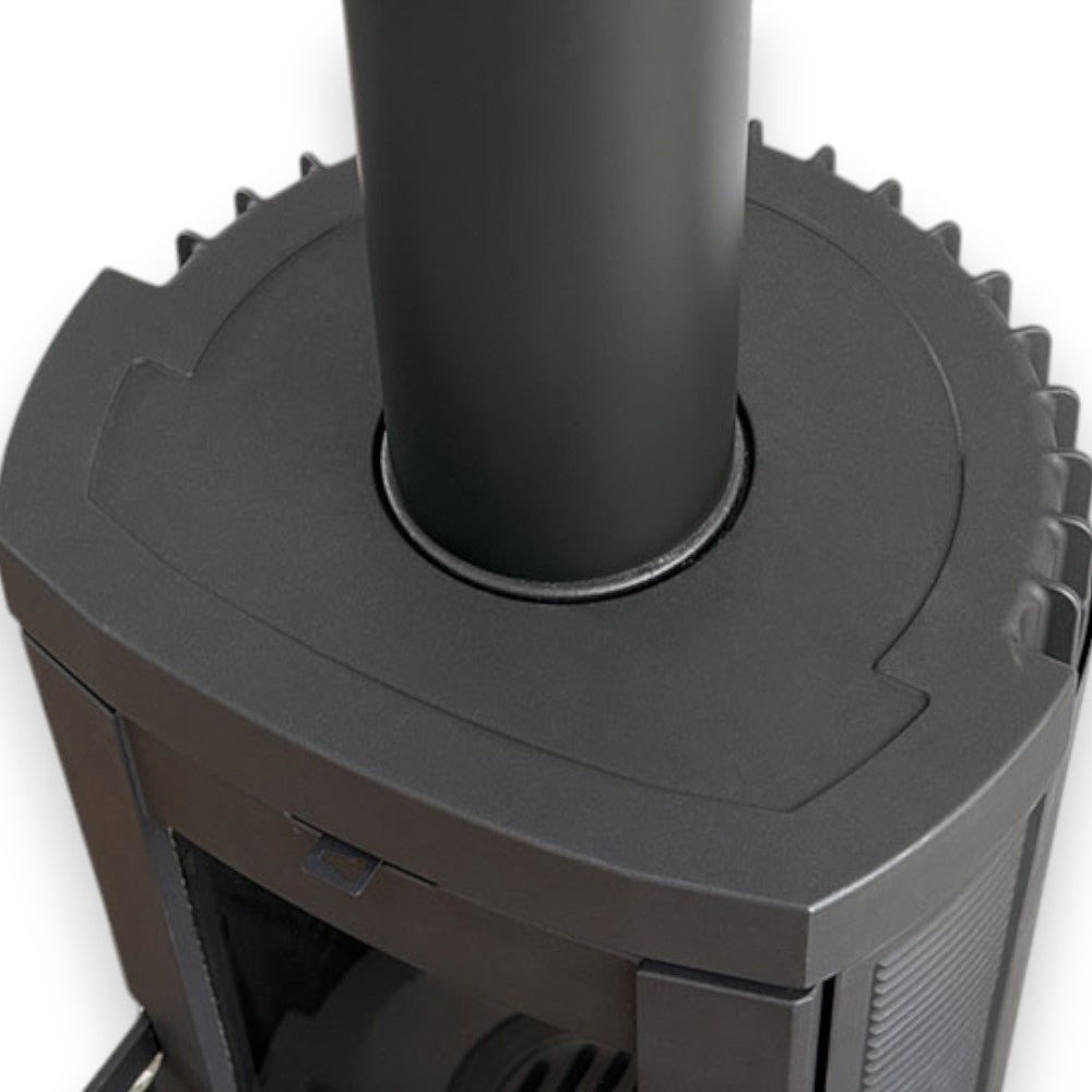 Stufa a legna 7,2 kw con struttura in ghisa smaltata antracite e cassetto ceneri estraibile Candy Nordica