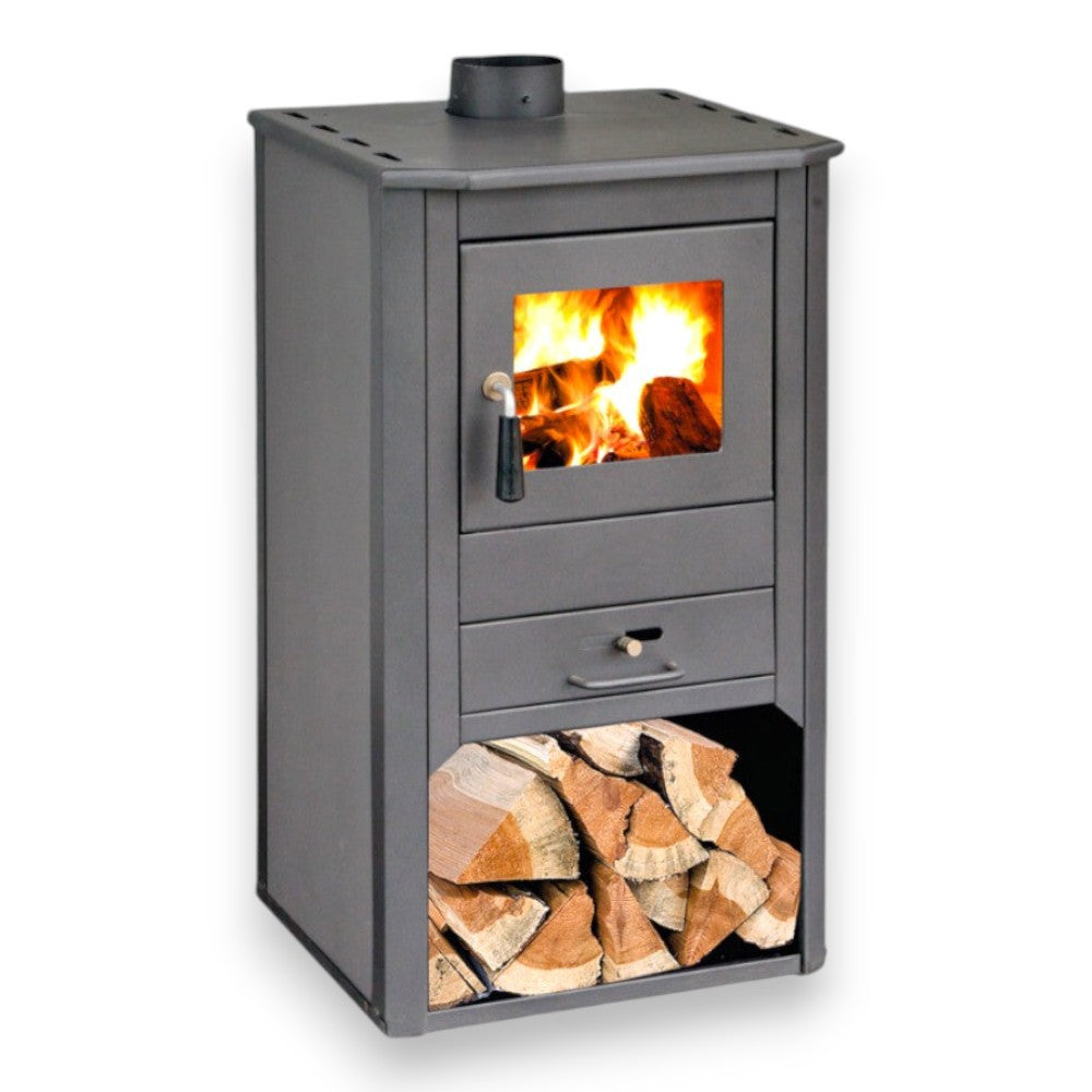 Poêle à bois en acier anthracite 9 kw