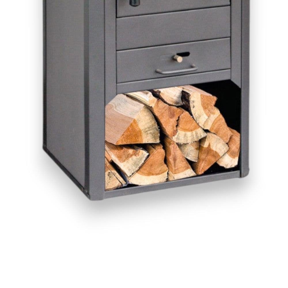 Poêle à bois en acier anthracite 9 kw