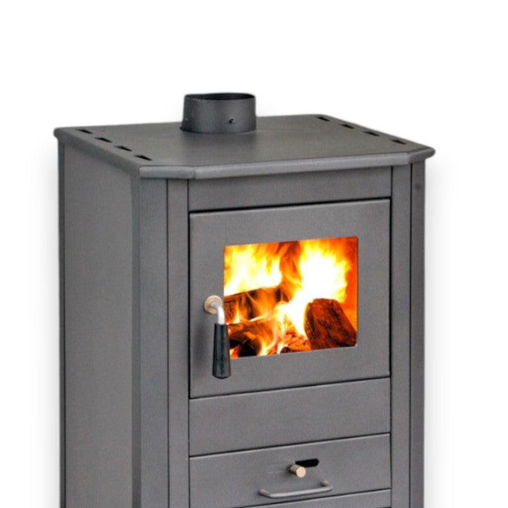 Poêle à bois en acier anthracite 9 kw