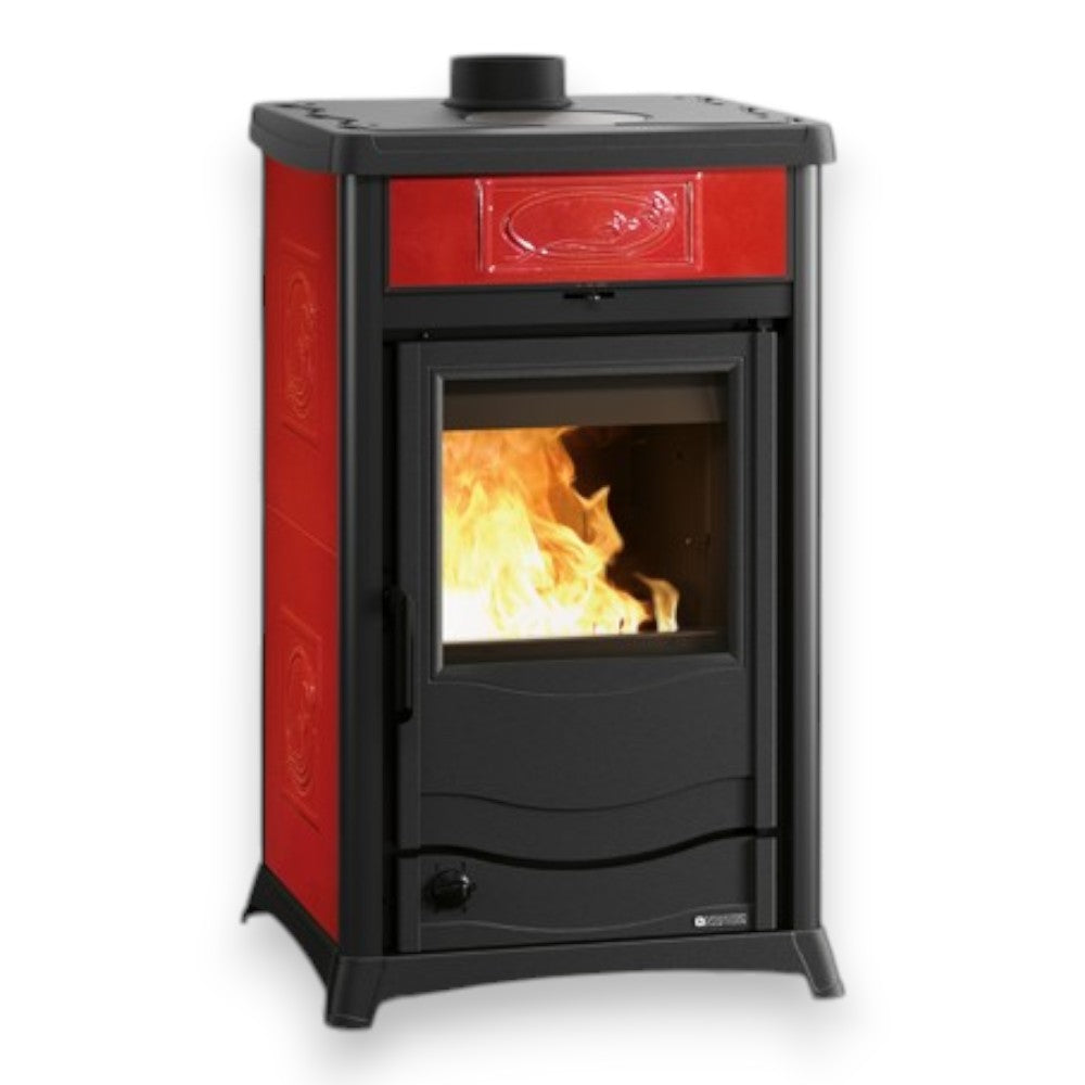 Stufa a legna 11.1 Kw in acciaio e ghisa 55.9x53.3x91.5 cm bordeaux Rossella plus Nordica