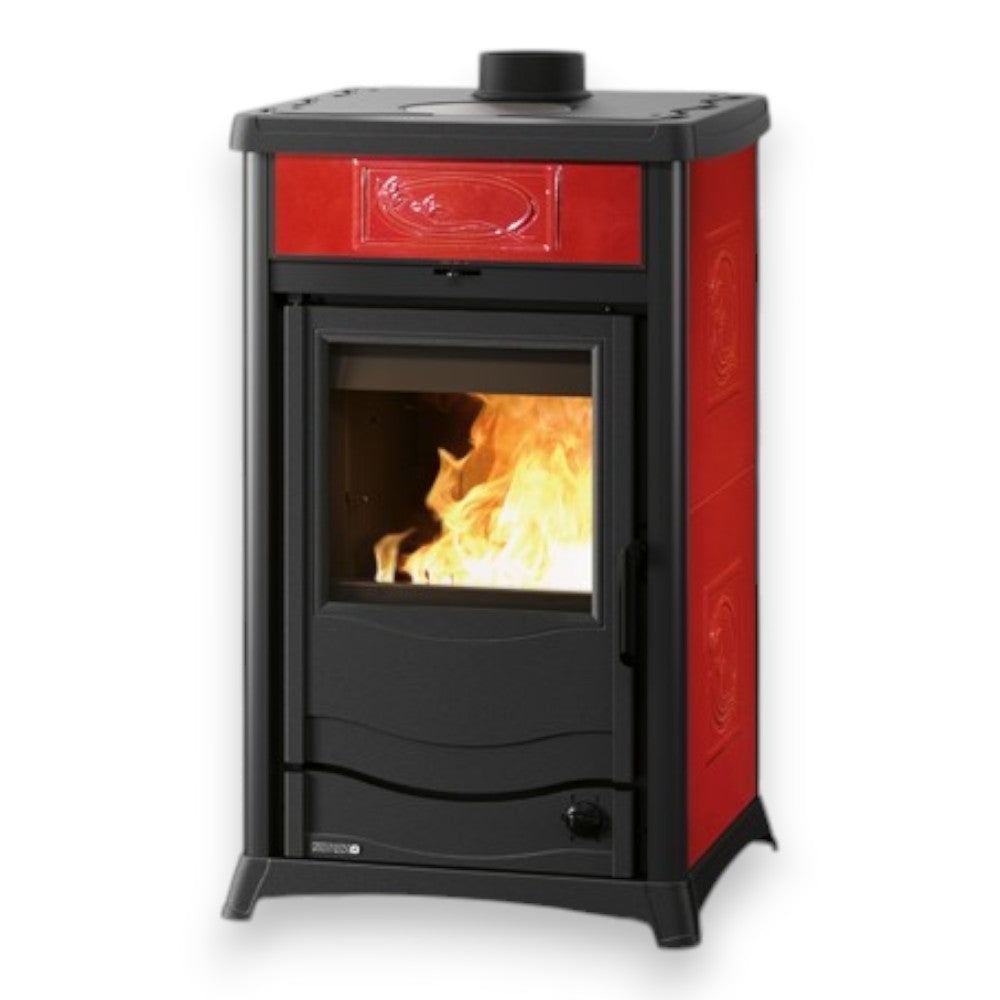 Stufa a legna 11.1 Kw in acciaio e ghisa 55.9x53.3x91.5 cm bordeaux Rossella plus Nordica