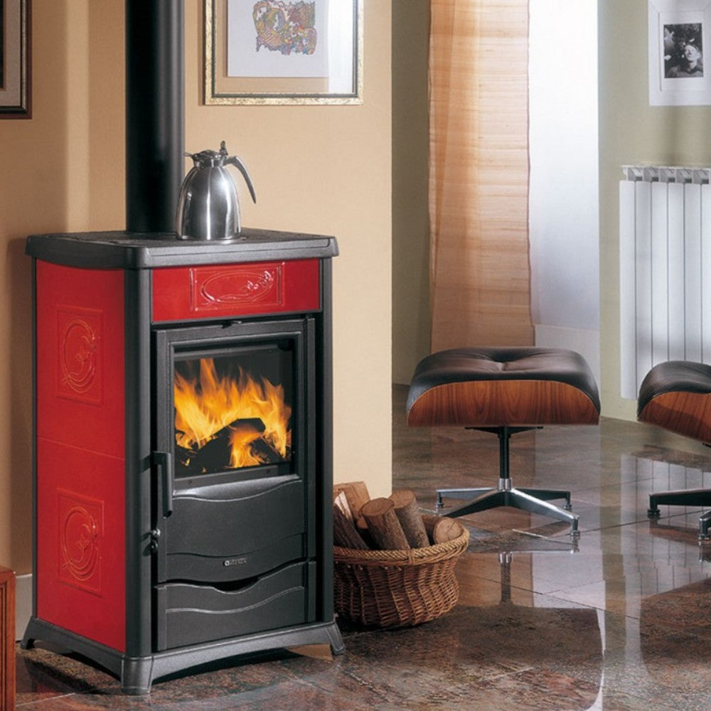Stufa a legna 11.1 Kw in acciaio e ghisa 55.9x53.3x91.5 cm bordeaux Rossella plus Nordica