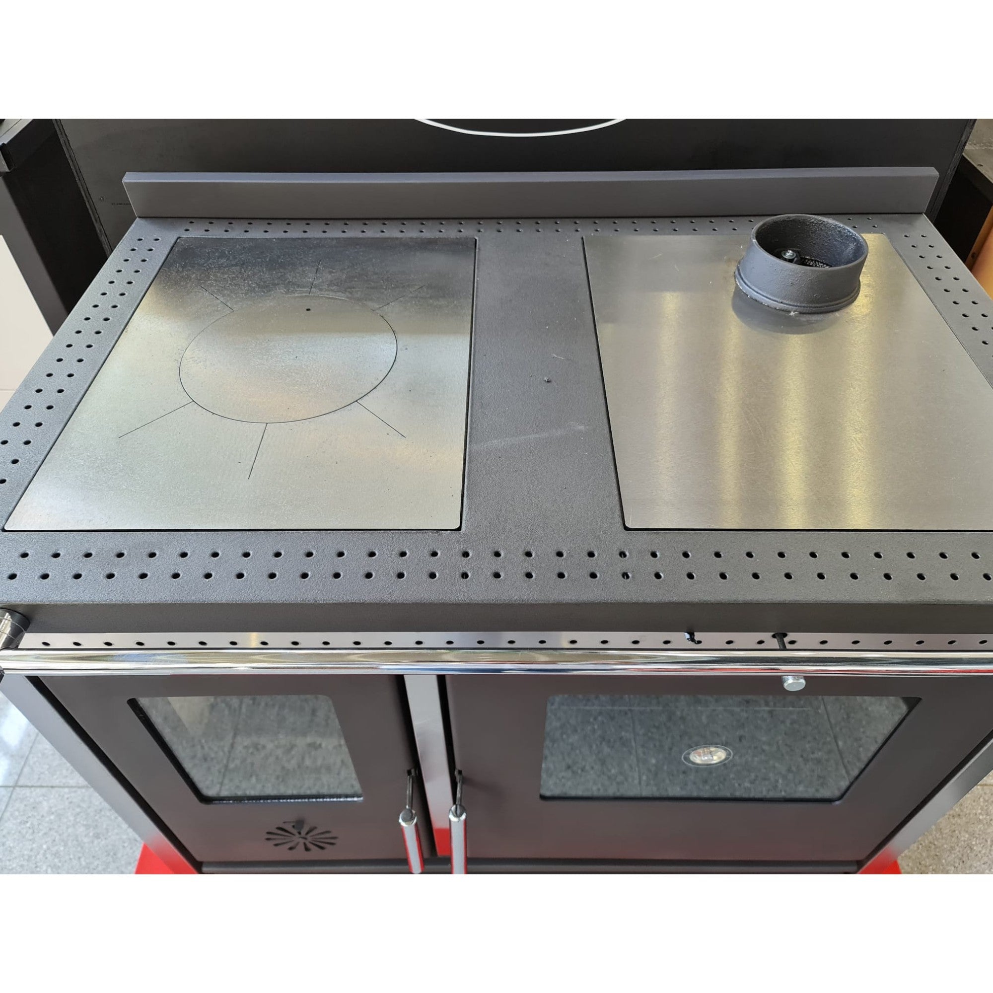 Cuisinière Cuisine chauffage au bois table de cuisson en fonte avec four Structure exclusive en acier inoxydable