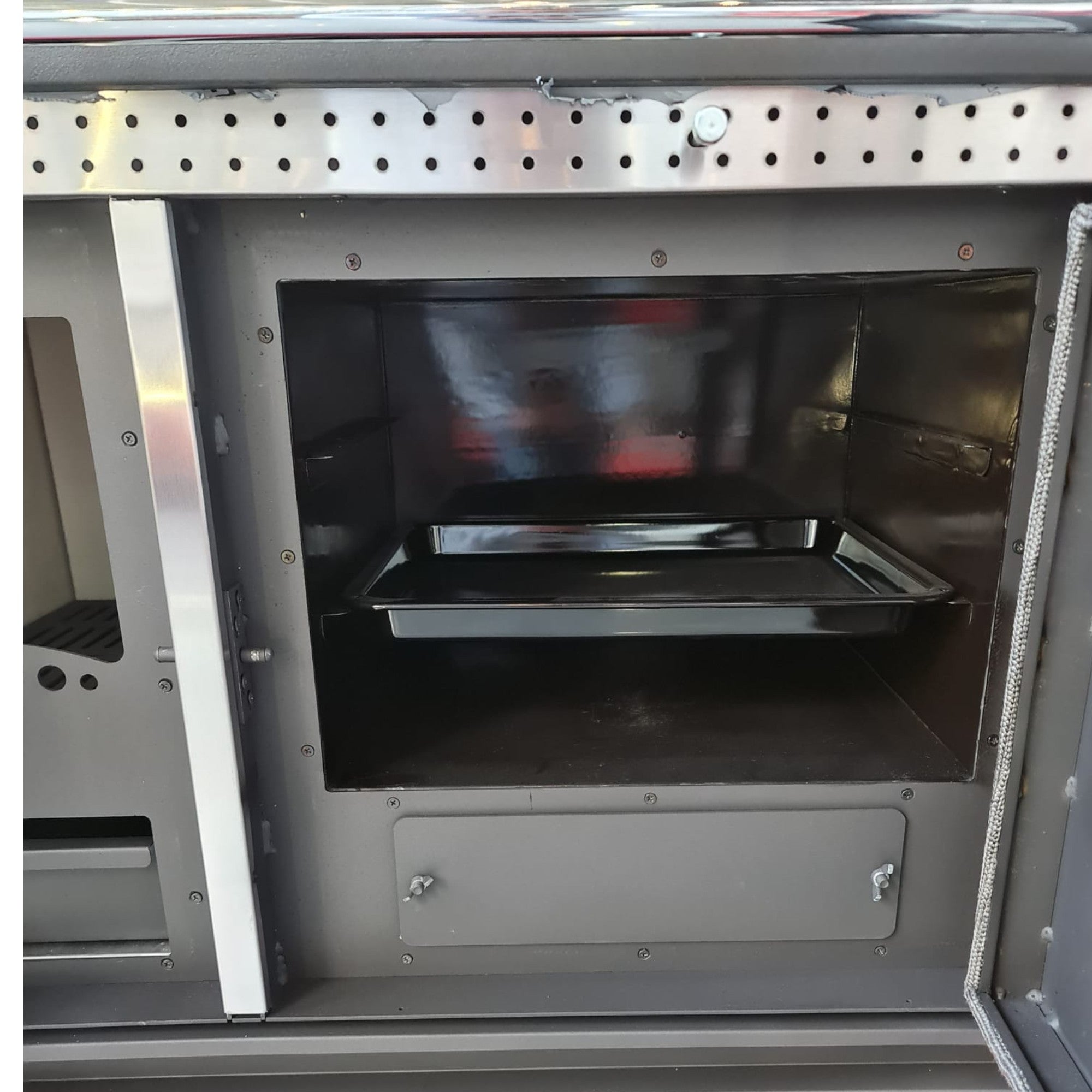 Cuisinière Cuisine chauffage au bois table de cuisson en fonte avec four Structure exclusive en acier inoxydable