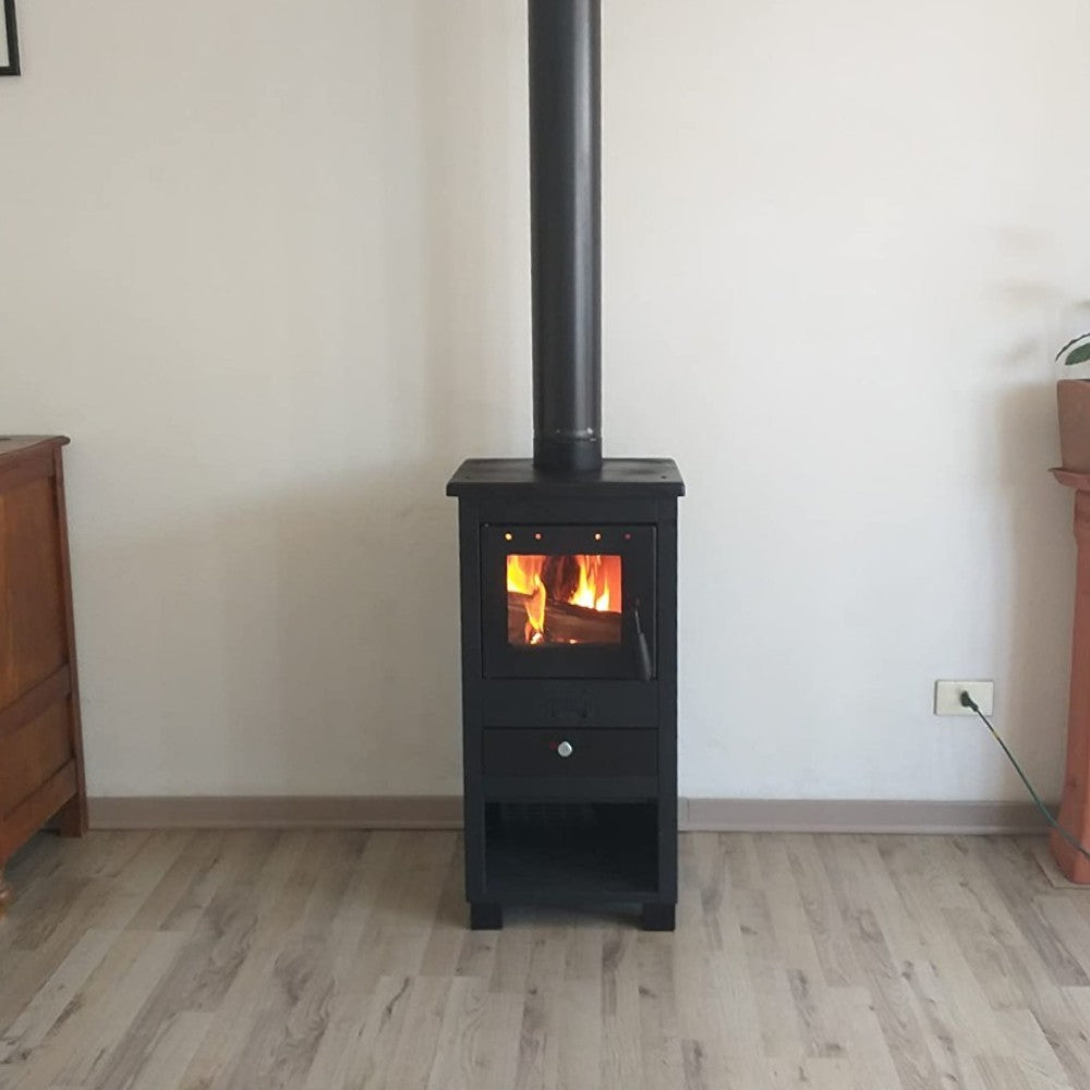 Poêle à bois 13 kw 44x45xH94 cm avec sortie d'échappement