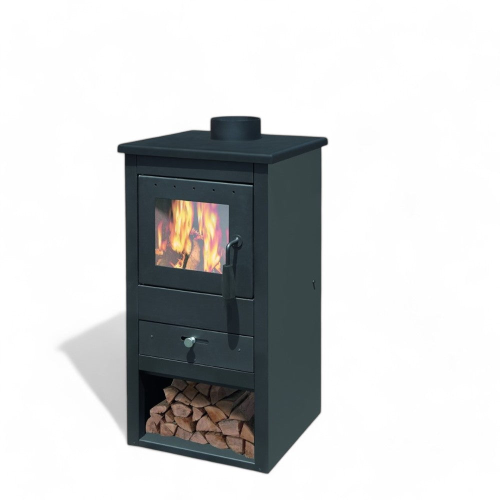 Poêle à bois 13 kw 44x45xH94 cm avec sortie d'échappement