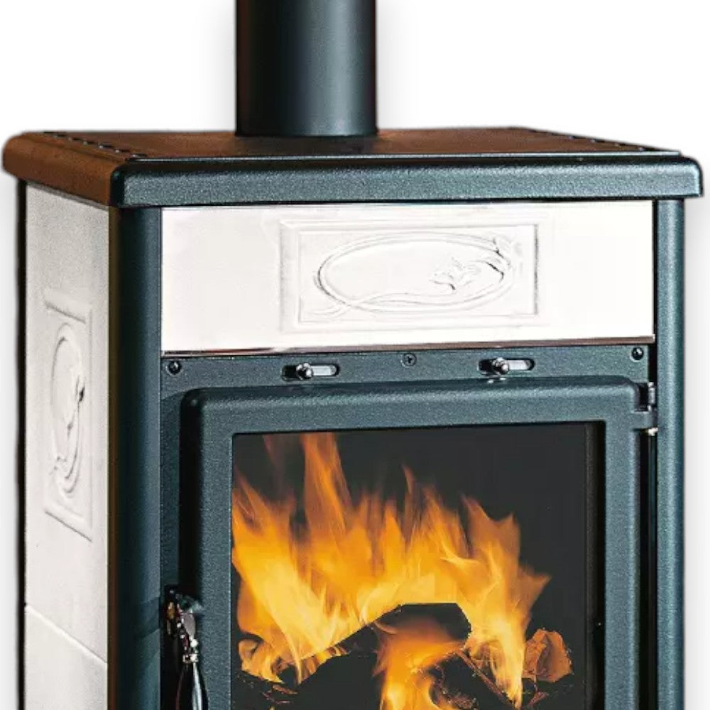 Poêle à bois 8,8 kW en fonte 57,8x58,6xH91,5 blanc Nordica