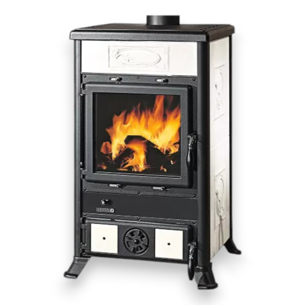 Poêle à bois 8,8 kW en fonte 57,8x58,6xH91,5 blanc Nordica