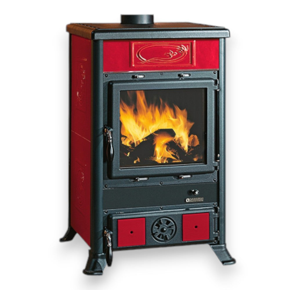 Poêle à bois 8,8 kW en fonte 57,8x58,6xH91,5 bordeaux Nordica