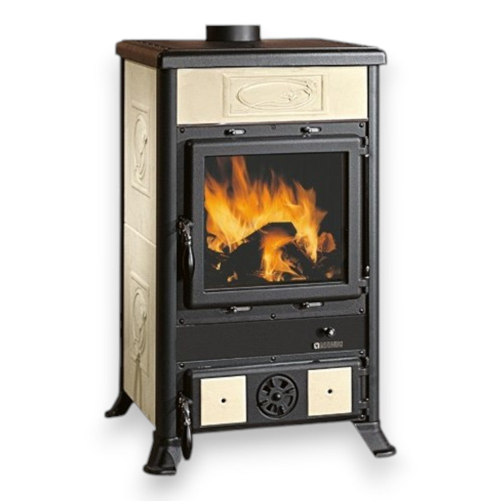 Poêle à bois 8,8 kW en fonte 57,8x58,6xH91,5 Crème nordique