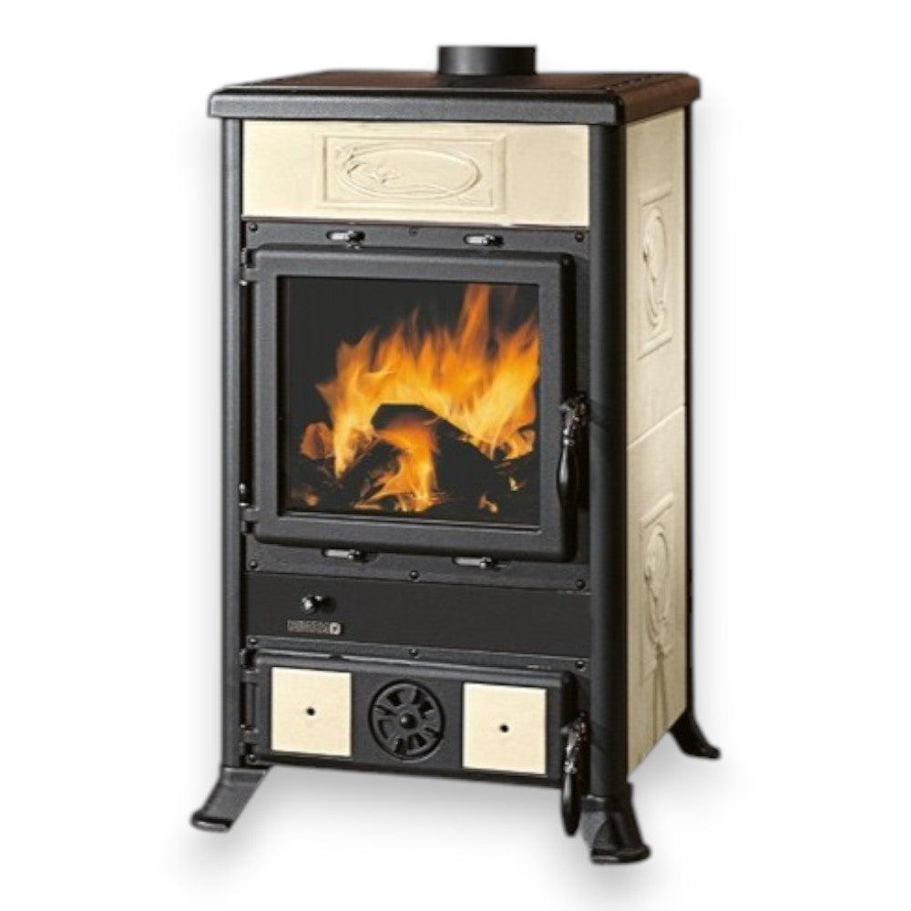 Poêle à bois 8,8 kW en fonte 57,8x58,6xH91,5 Crème nordique