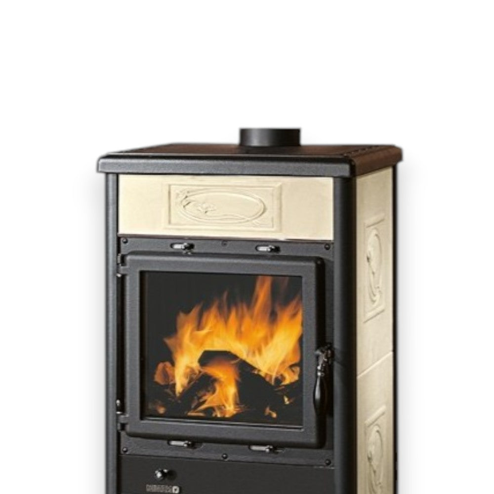 Poêle à bois 8,8 kW en fonte 57,8x58,6xH91,5 Crème nordique