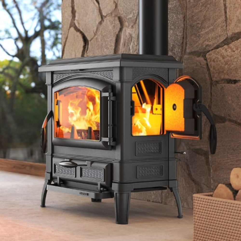 Poêle à bois 7,3 kW avec structure entièrement en fonte 66x59xH70,6 cm Nordica anthracite