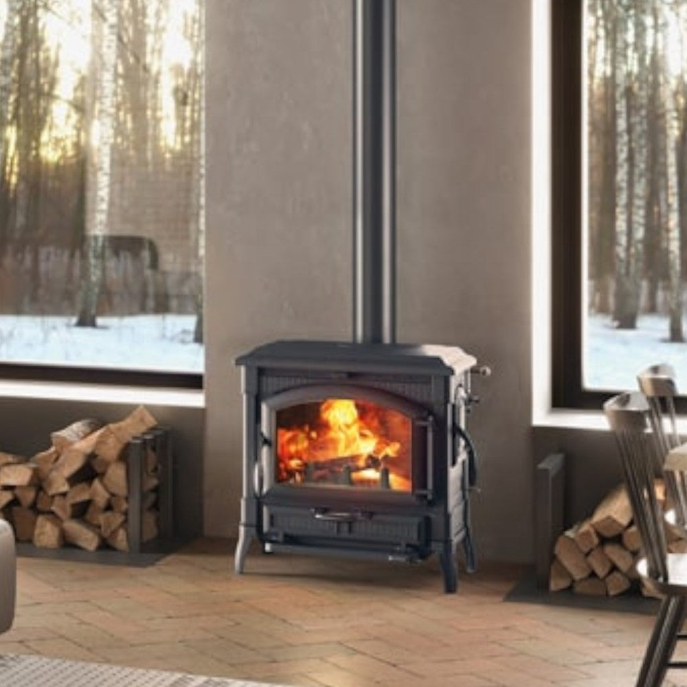 Poêle à bois 11,9 kW en fonte 79x66xH83 cm anthracite Nordica