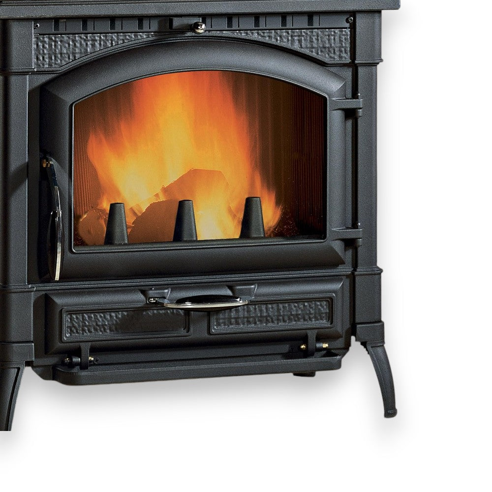 Poêle à bois 12 Kw en fonte 59,7x29xH36 cm anthracite