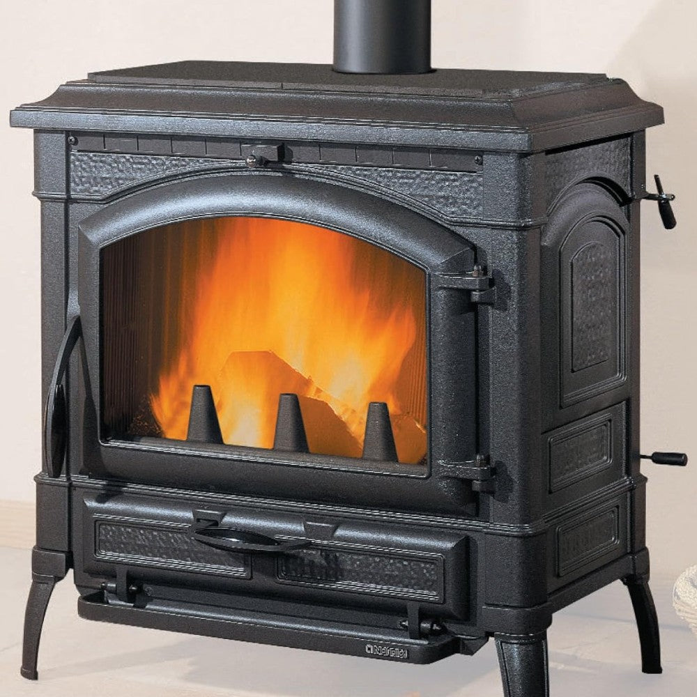 Poêle à bois 12 Kw en fonte 59,7x29xH36 cm anthracite