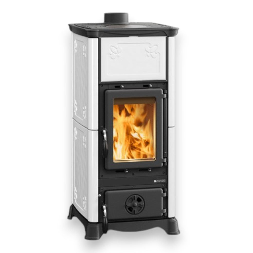 Poêle à bois 6,5 kW avec revêtement en fonte 45,3x49xH95 cm Nordica blanc