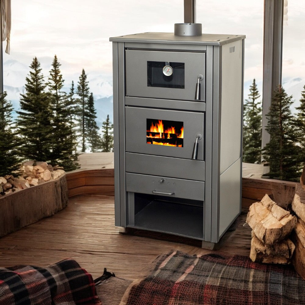 Poêle à bois en acier de 12 kW avec four