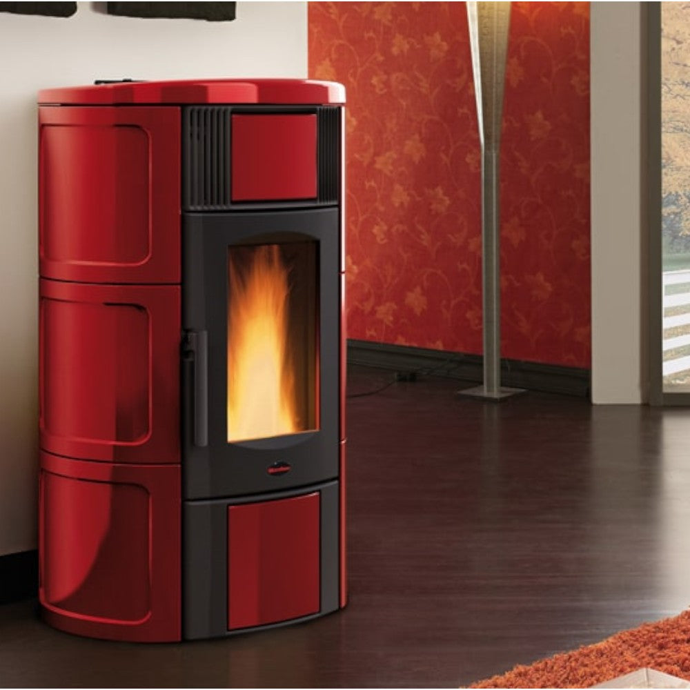 Poêle à Pellets Iside Idro 18,8 Kw Bordeaux (Compte Thermique) - mesure 69x62,7x119,7h cm. - poids Kg.255