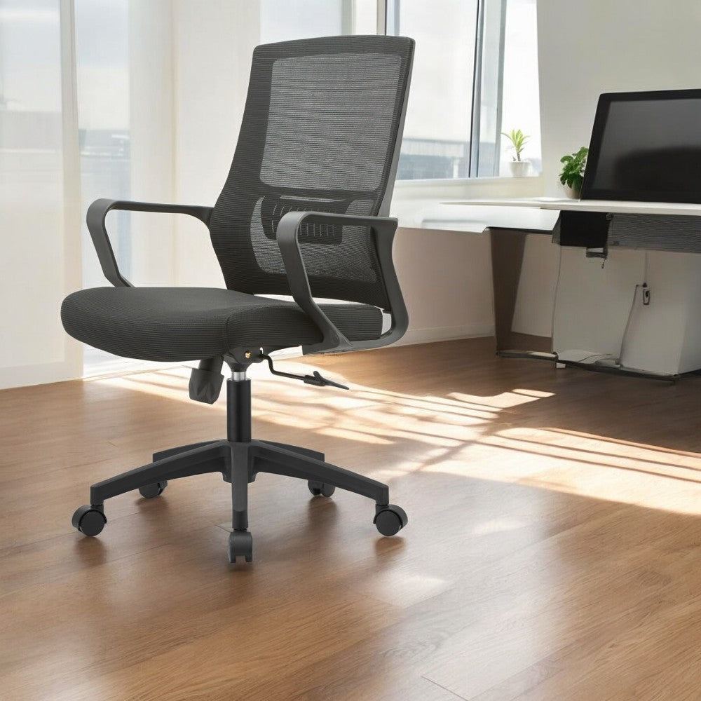 Chaise de bureau ergonomique avec roulettes et dossier respirant à hauteur réglable