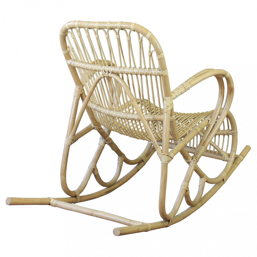 Fauteuil à bascule d'extérieur en fibre de bambou tressée naturelle Palmarola 