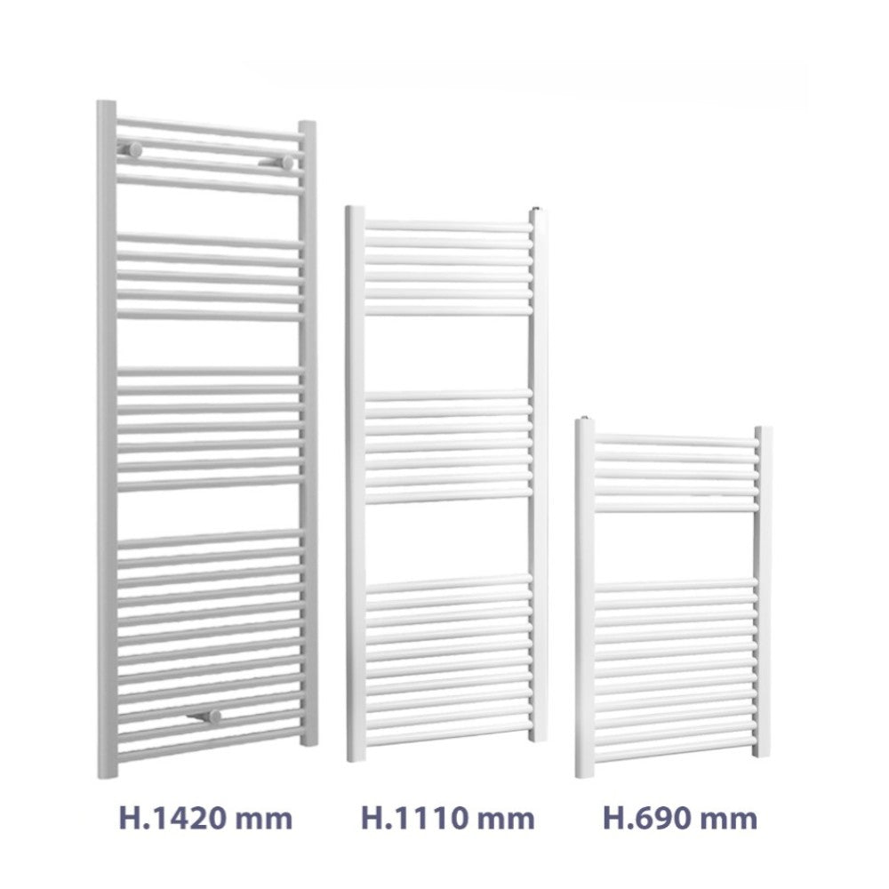 Termoarredo bianco diritto in acciaio completo di valvola e fissaggi Sanremo