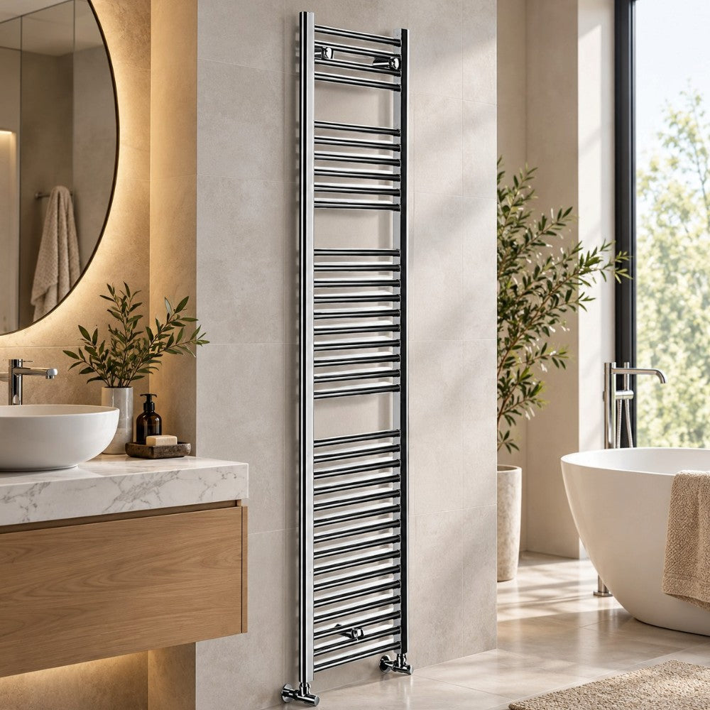 Termoarredo cromato per bagno 170.3x55 cm con valvola di sfiato inclusa