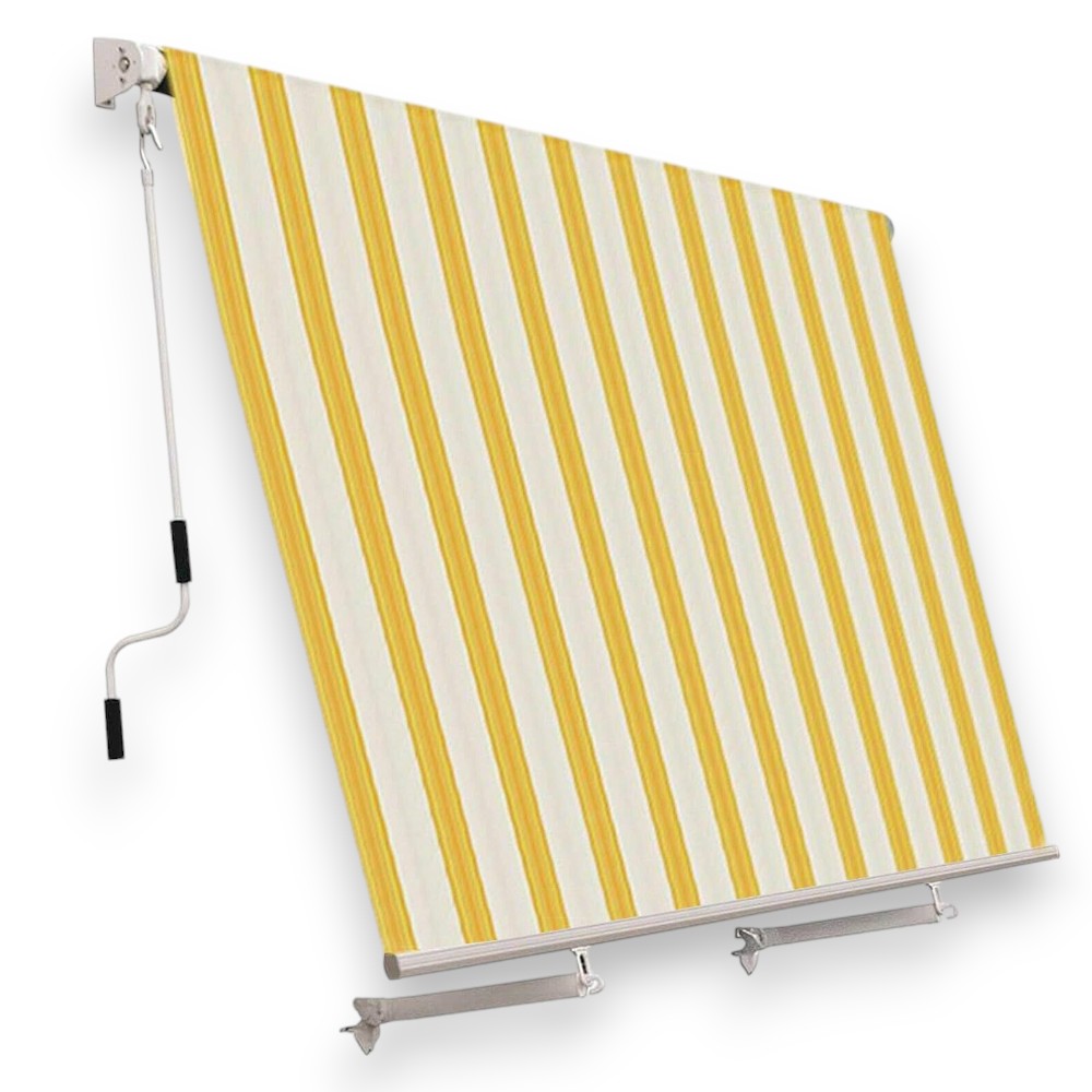 Store de balcon pare-soleil tombant 300x250 cm rayé jaune et crème avec profilés en aluminium 