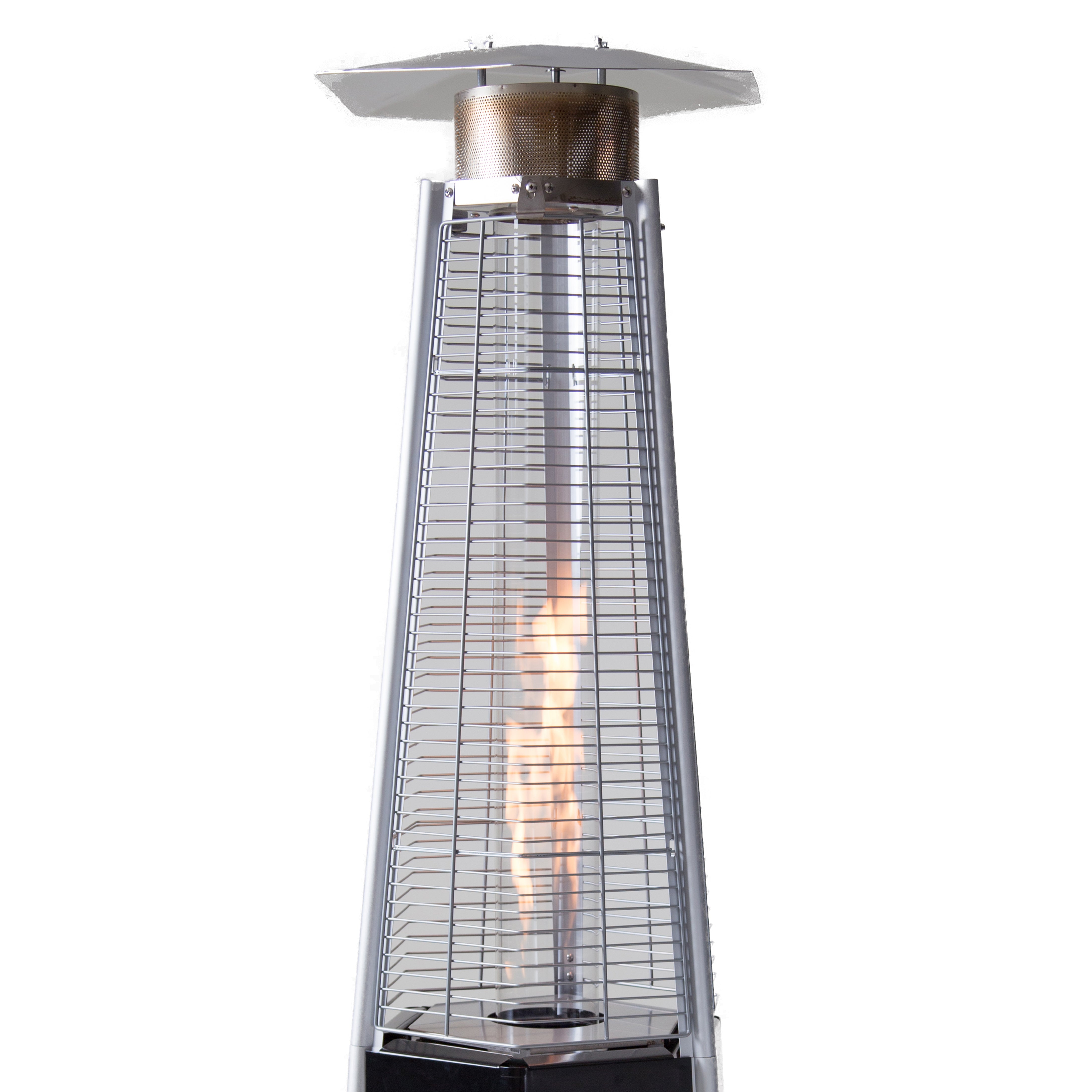 Termopatio stufa piramide esagonale a gas da esterno con ruote H195 cm
