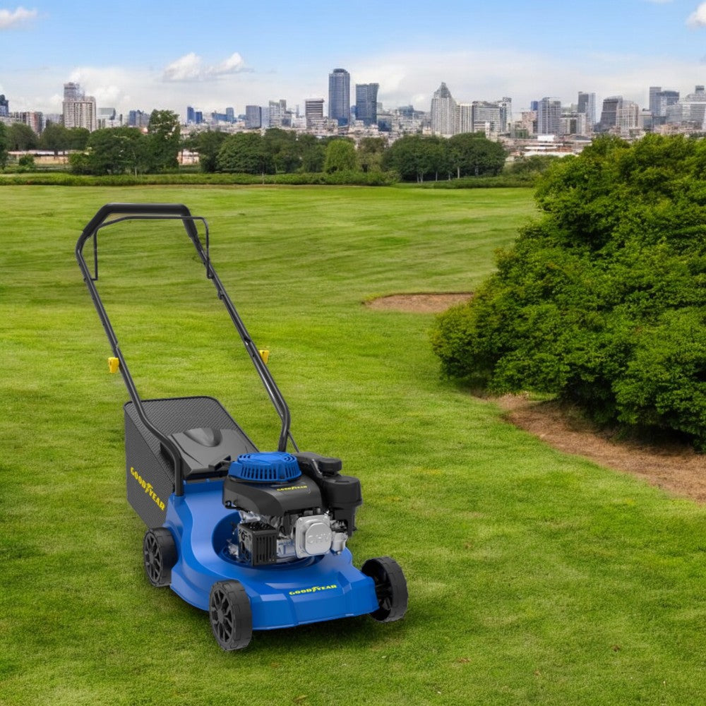 Tondeuse à essence 800 ml en acier pour jardin