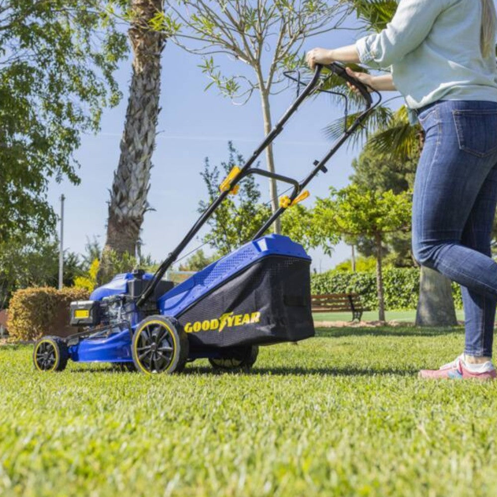 Tondeuse à essence en acier avec démarrage manuel pour jardin