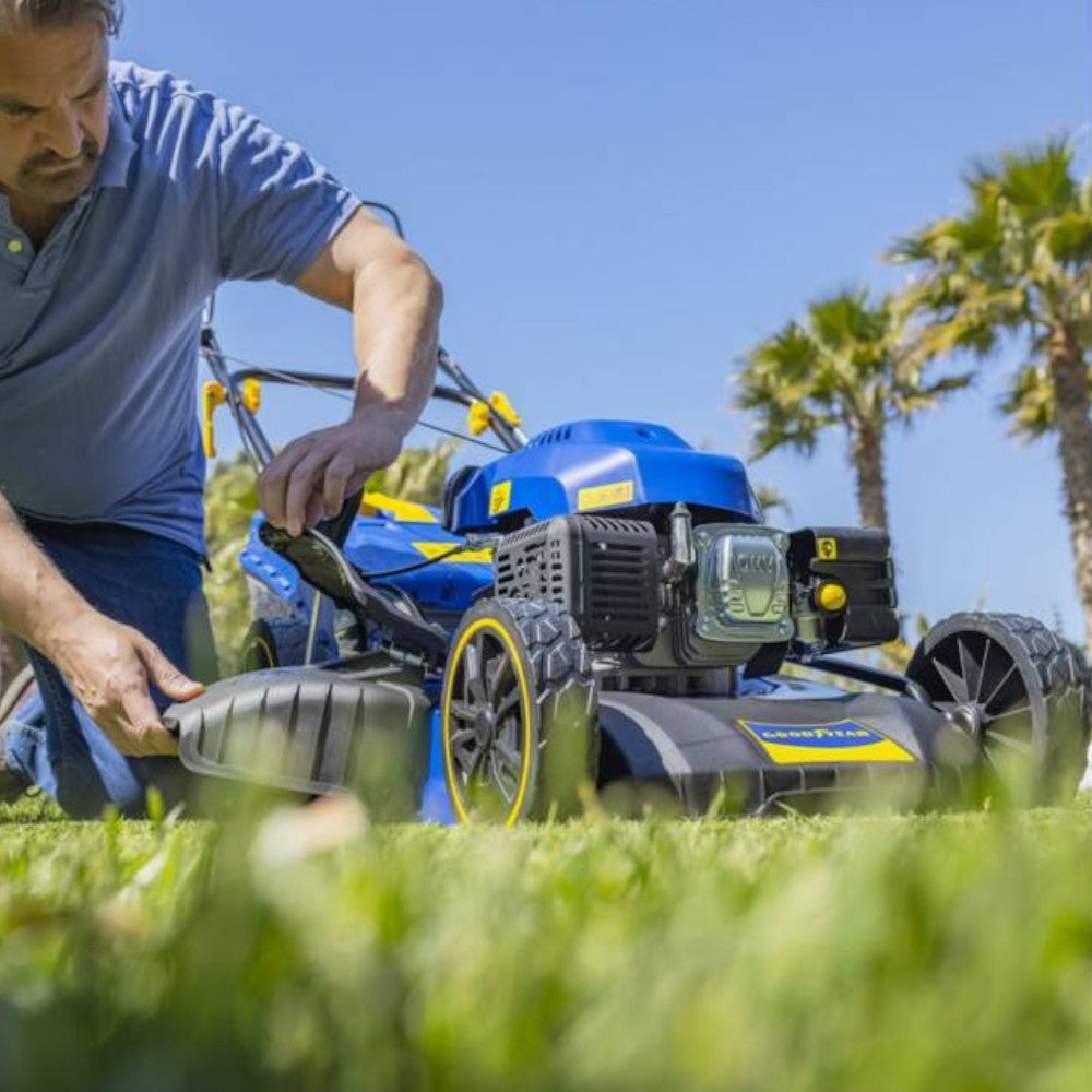 Tondeuse à essence en acier avec démarrage manuel pour jardin