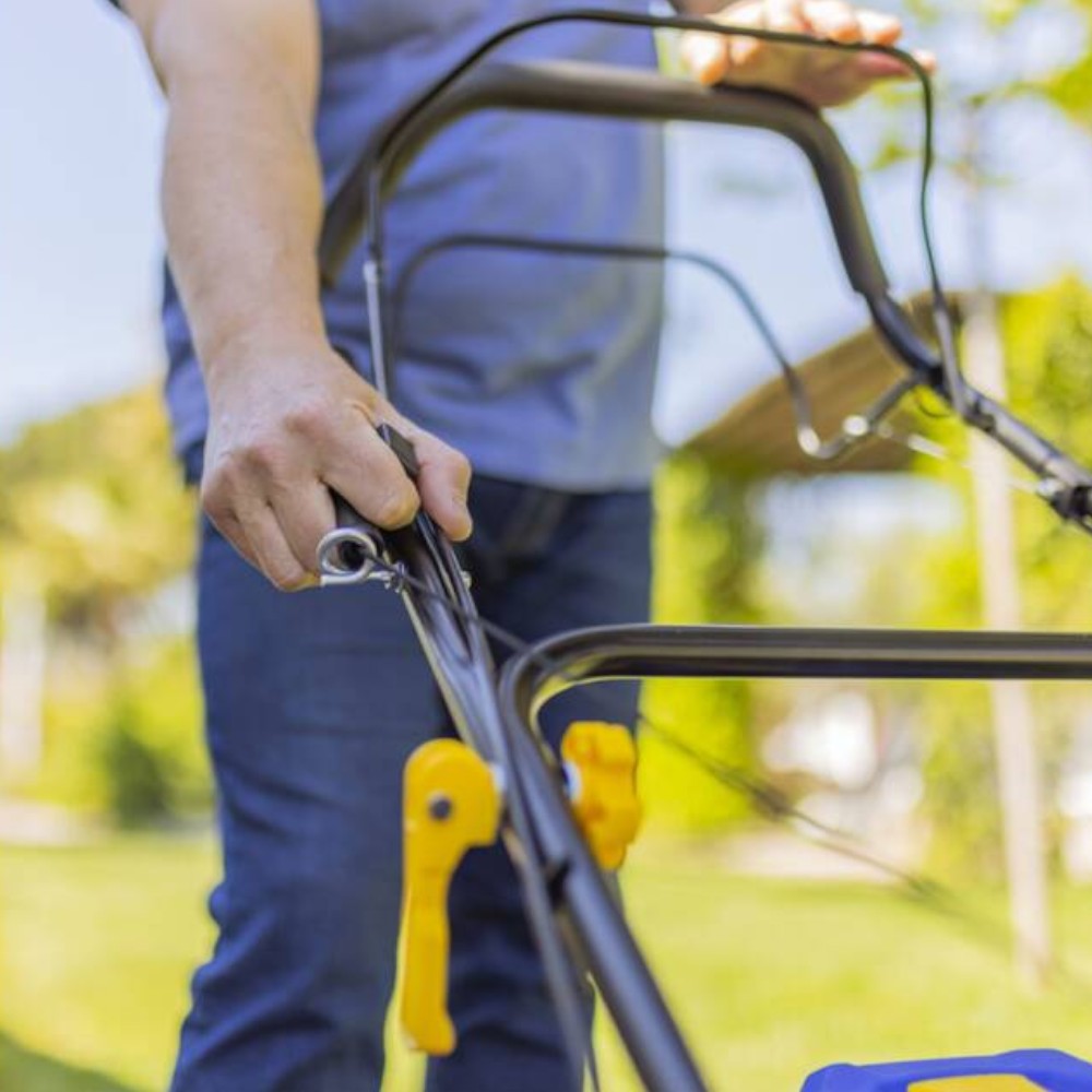 Tondeuse à essence en acier avec démarrage manuel pour jardin