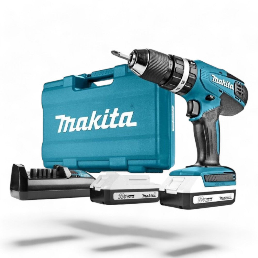 Trapano avvitatore con percussione a batteria HP457DWE Makita 18v 1,5ah con 2 batterie