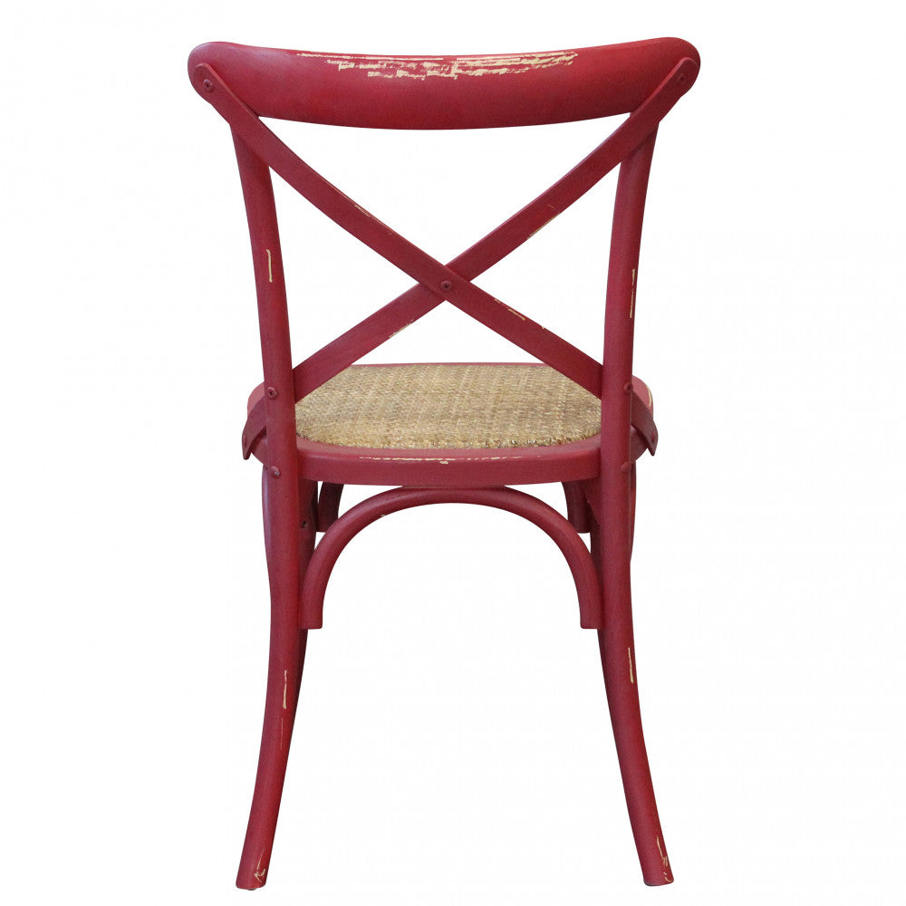 Sedia da pranzo in legno con schienale a croce e seduta in rattan 46x42xH87 cm Cross