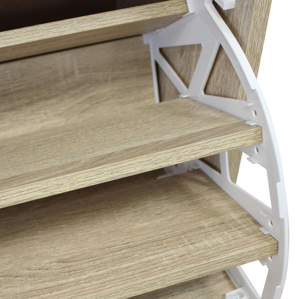 Scarpiera cassapanca doppio scomparto in legno laminato con seduta morbida e maniglie laterali Eusebia