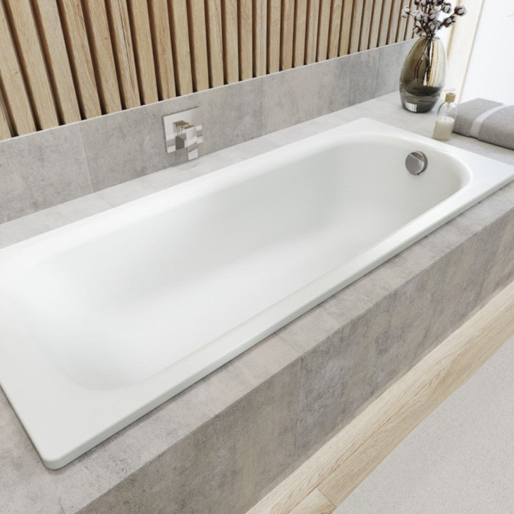 Vasca da bagno rettangolare in acciaio porcellanato solo guscio