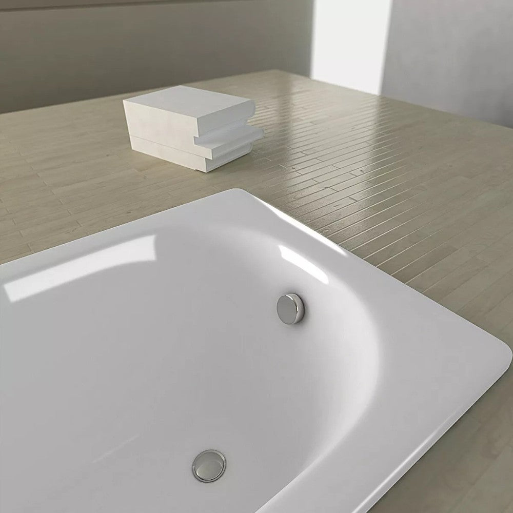 Vasca da bagno rettangolare in acciaio porcellanato solo guscio