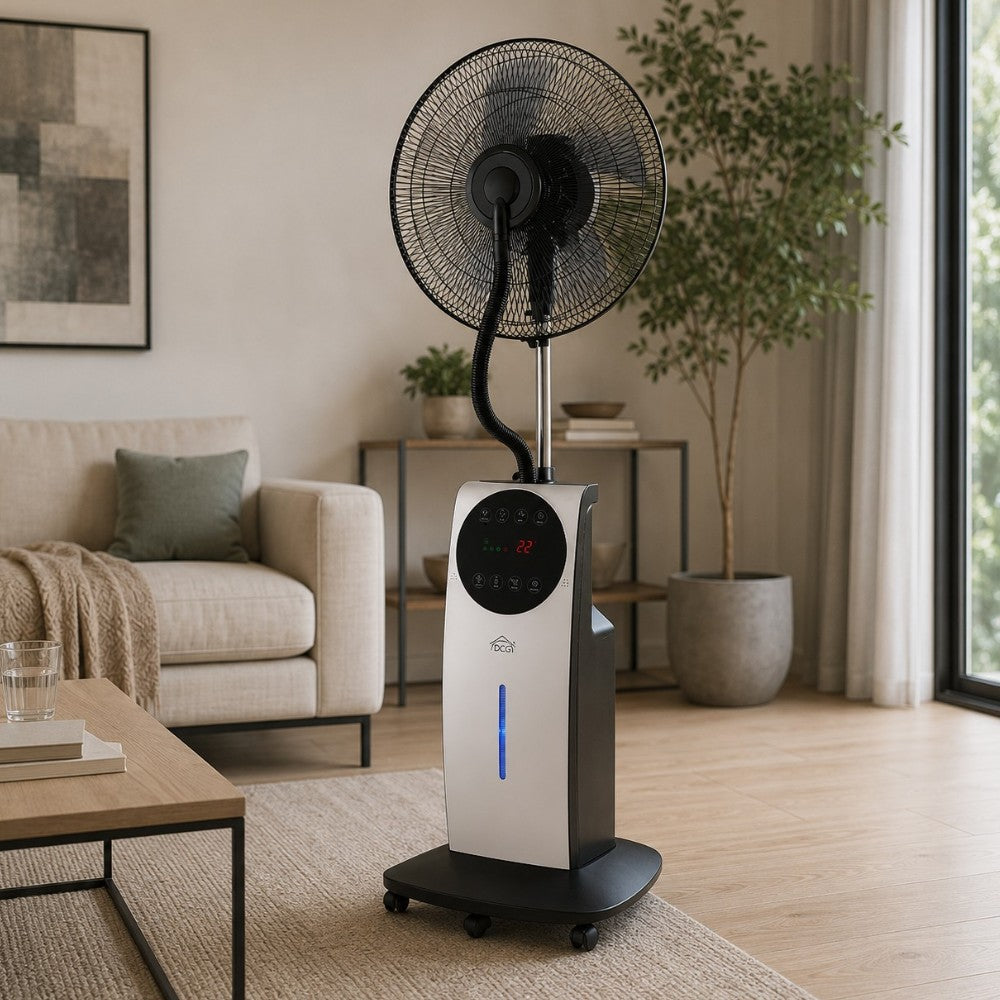 Ventilateur à 5 pales et roue avec nébuliseur 100W et diffuseur d'arômes Écran LED Nebuly 